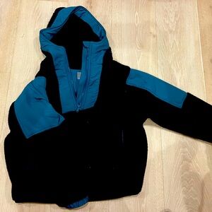 FP Movement by Free People Black and Teal Teddy Jacket. EUC